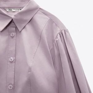Zara Lilac Poplin Cropped Shirt